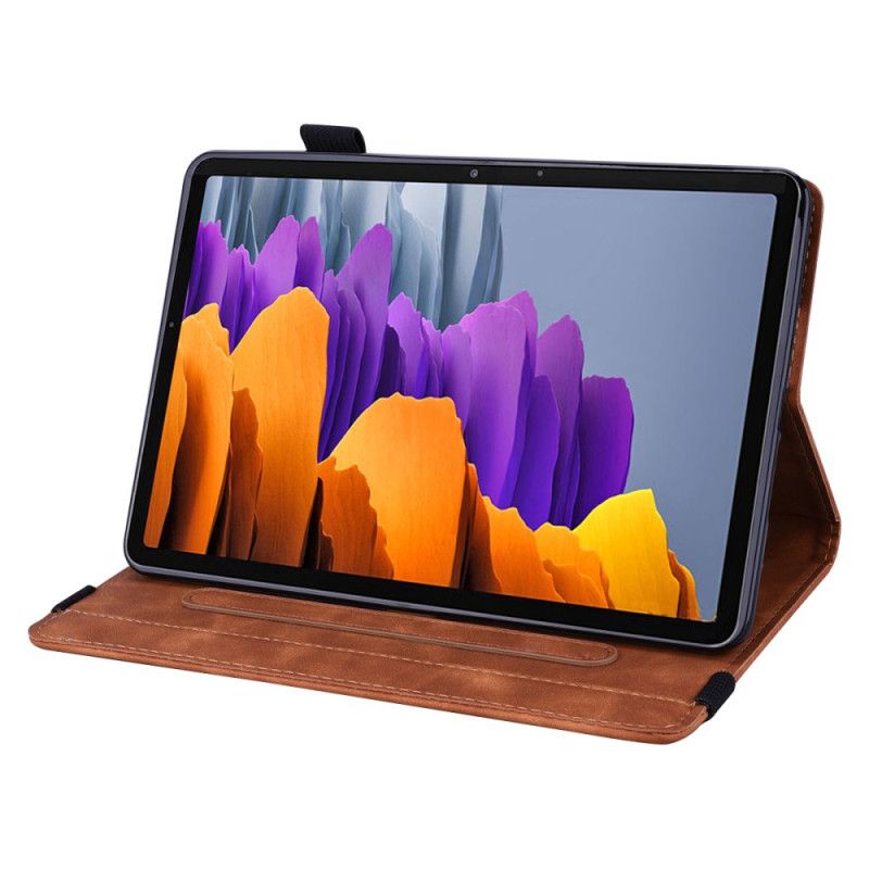 Pouzdro Samsung Galaxy Tab S9 Květinový Vzor A Řemínek Držáku Stylusu