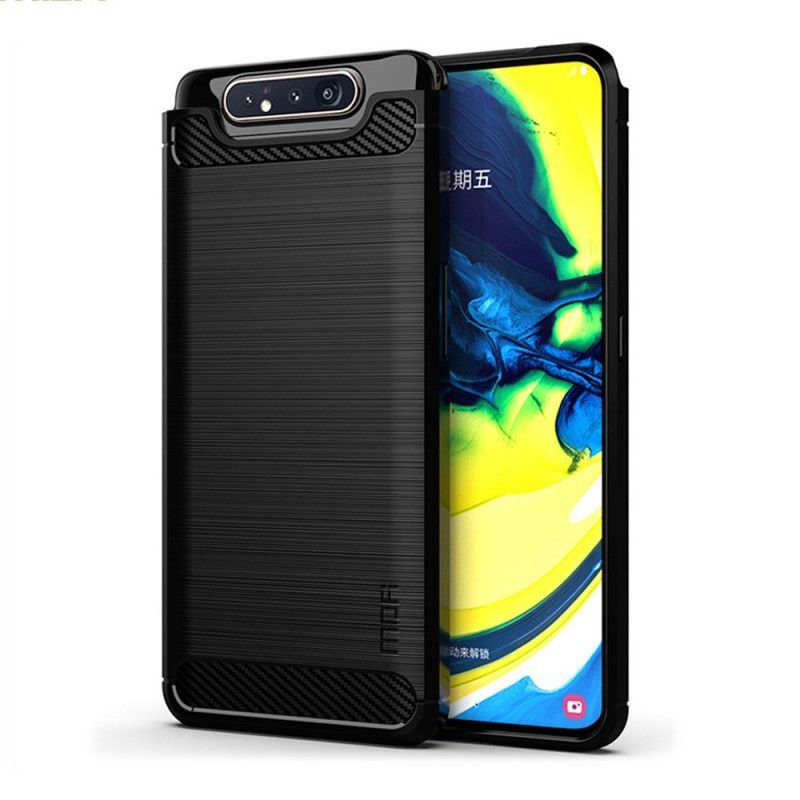 Samsung Galaxy A90 / A80 Mofi Pouzdro Z Kartáčovaného Uhlíkového Vlákna