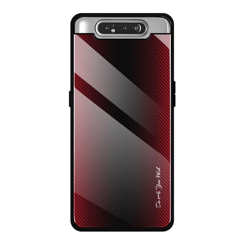 Samsung Galaxy A90 / A80 Pouzdro Z Tvrzeného Skla Z Uhlíkových Vláken