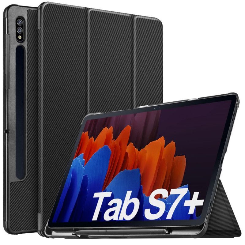 Třívrstvé Chytré Pouzdro S Držákem Stylusu Kryt Samsung Galaxy Tab S7 Plus