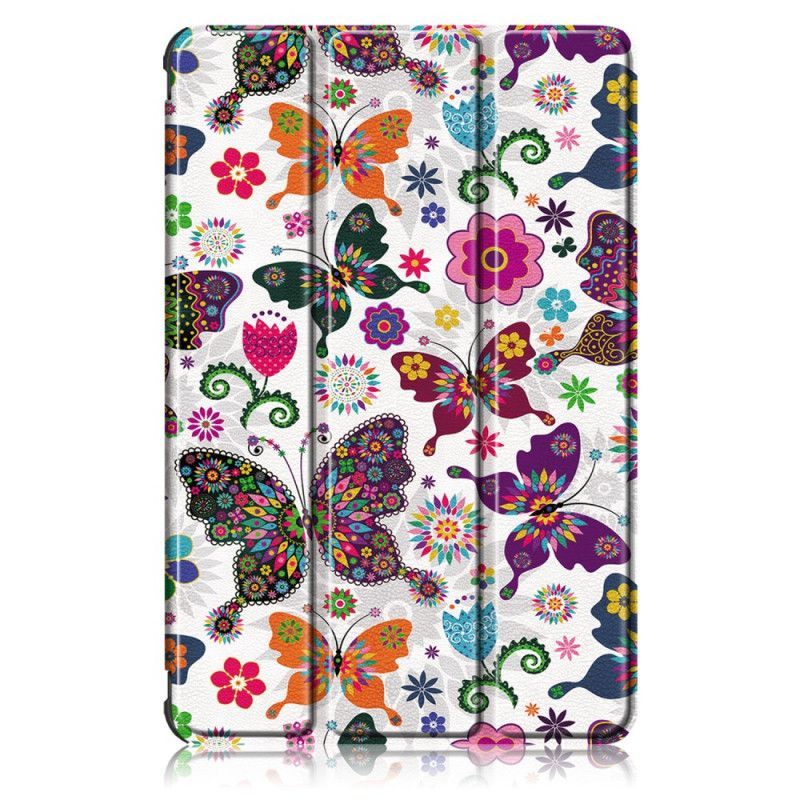Vyztužené Chytré Pouzdro Kryt Samsung Galaxy Tab S7 Motýli A Květiny