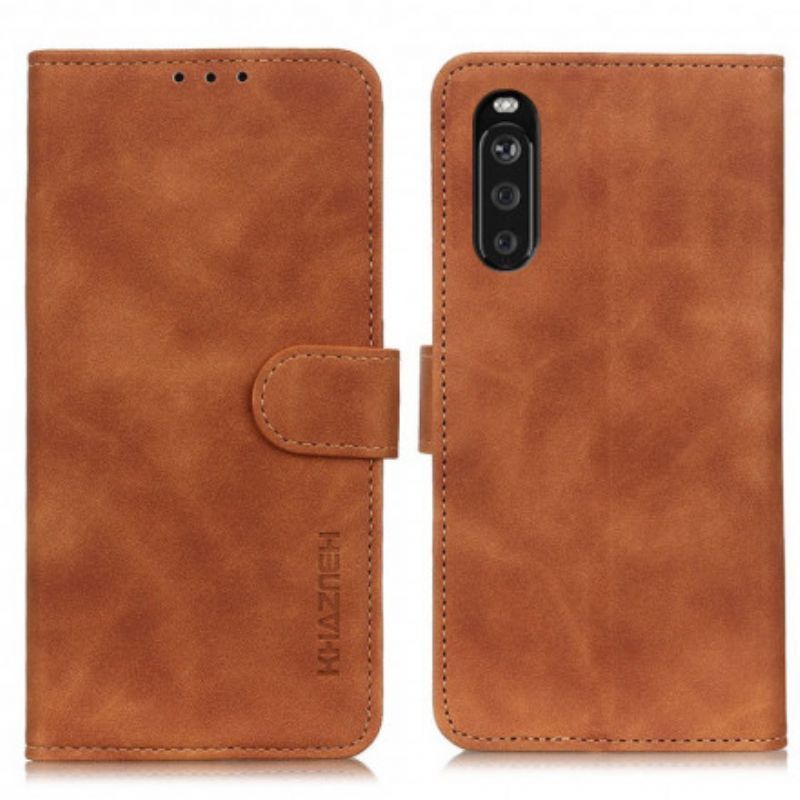 Flipové Pouzdro Na Sony Xperia 10 Iii Khazneh Vintage Kožený Efekt
