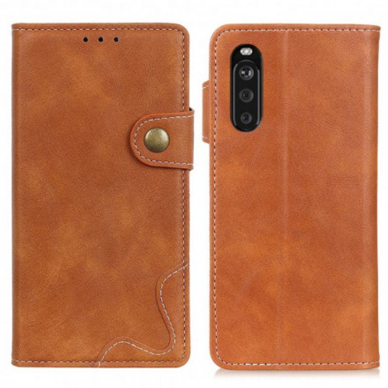 Flipové Pouzdro Na Sony Xperia 10 Iii Umělecký Knoflík A Prošívání