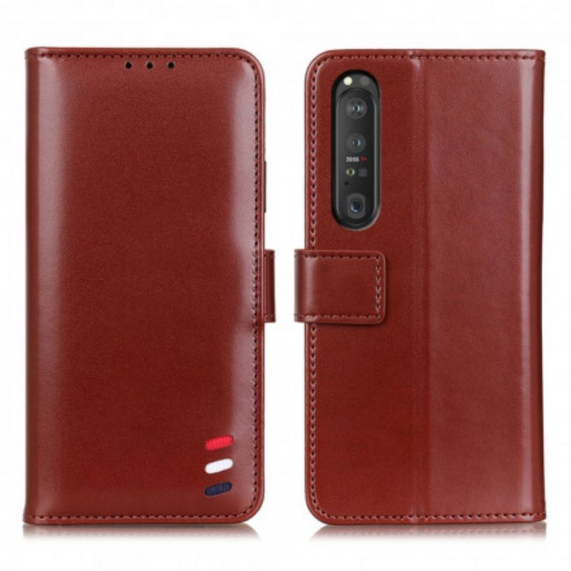 Flipové Pouzdro Sony Xperia 1 Iii Efekt Tříbarevné Kůže