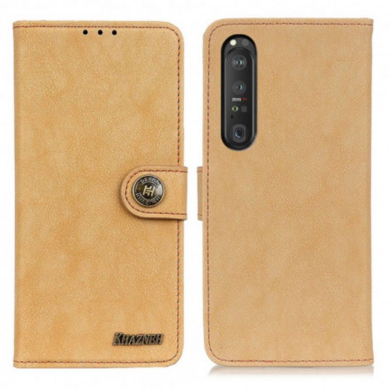 Flipové Pouzdro Sony Xperia 1 Iii Khazneh Retro Štípaná Umělá Kůže