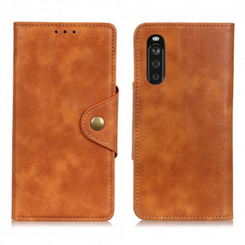 Flipové Pouzdro Sony Xperia 10 Iii Starý Knoflík Z Umělé Kůže