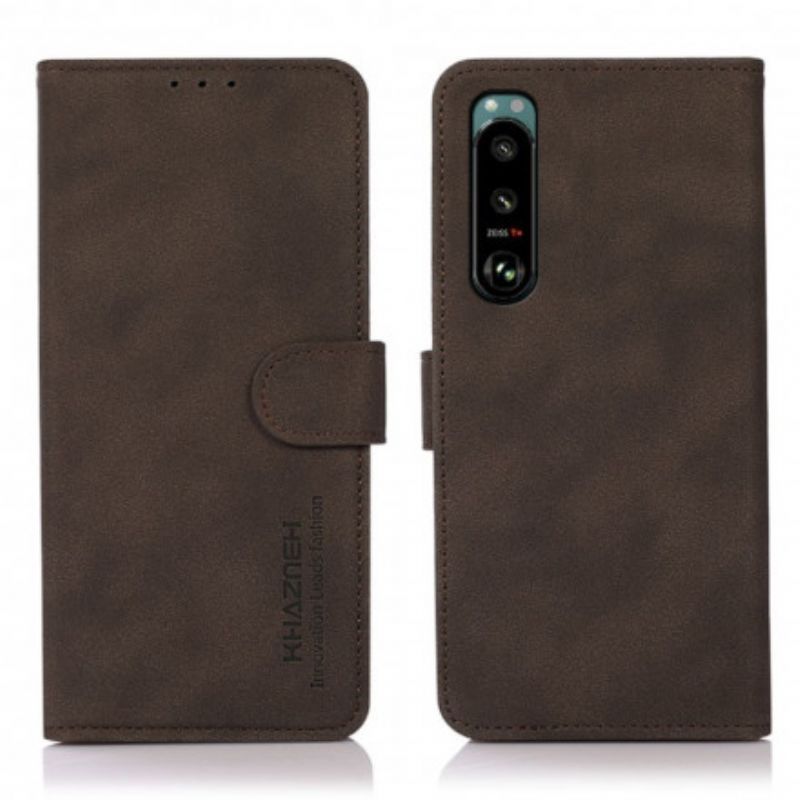 Flipové Pouzdro Sony Xperia 5 Iii Khazneh Módní Kožený Efekt