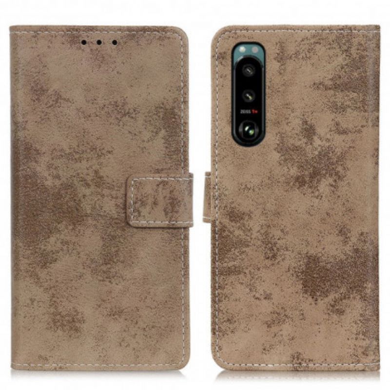 Flipové Pouzdro Sony Xperia 5 Iii Stará Umělá Kůže