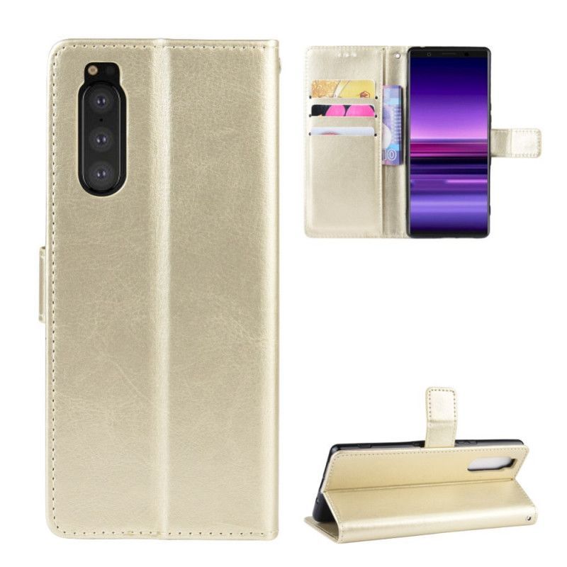 Flipové Pouzdro Sony Xperia 5 Lesklá Imitace Kůže
