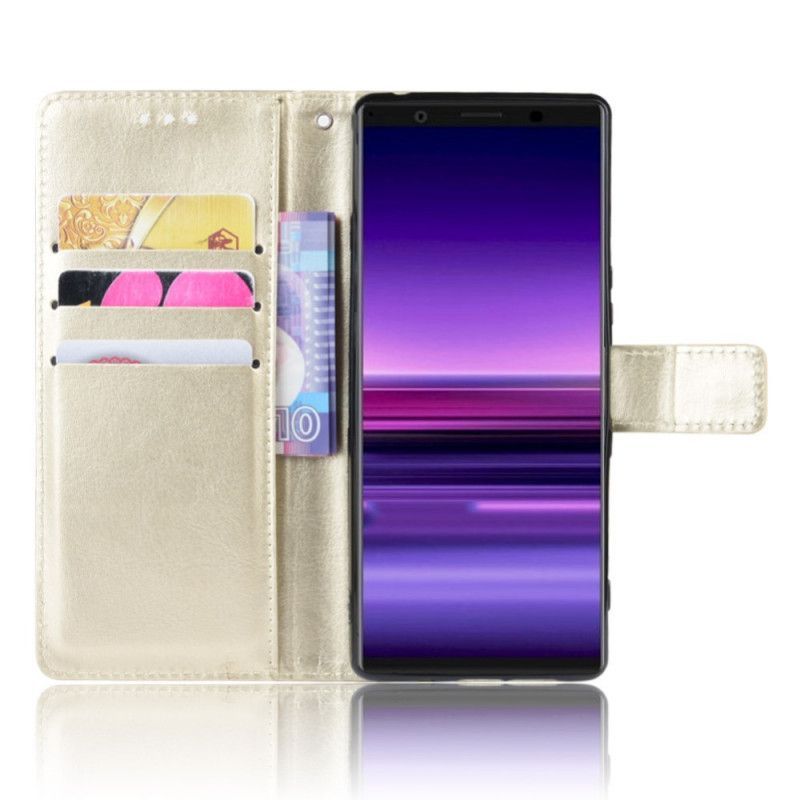 Flipové Pouzdro Sony Xperia 5 Lesklá Imitace Kůže