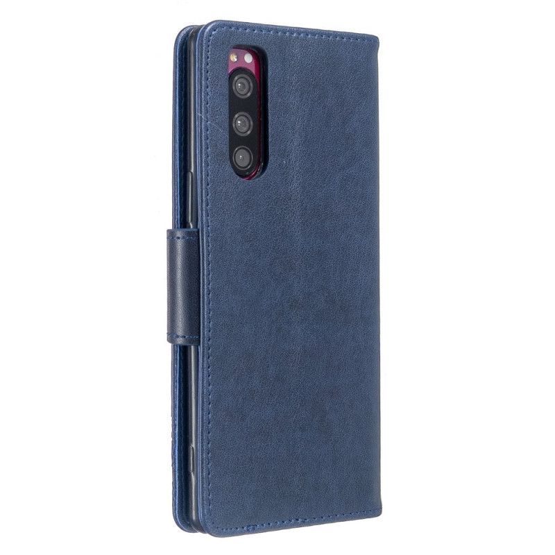 Flipové Pouzdro Sony Xperia 5 Potištění Motýlci S Páskem