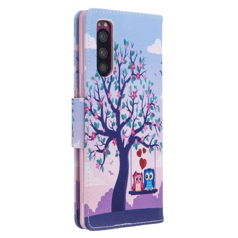 Flipové Pouzdro Sony Xperia 5 Sovy Na Houpačce