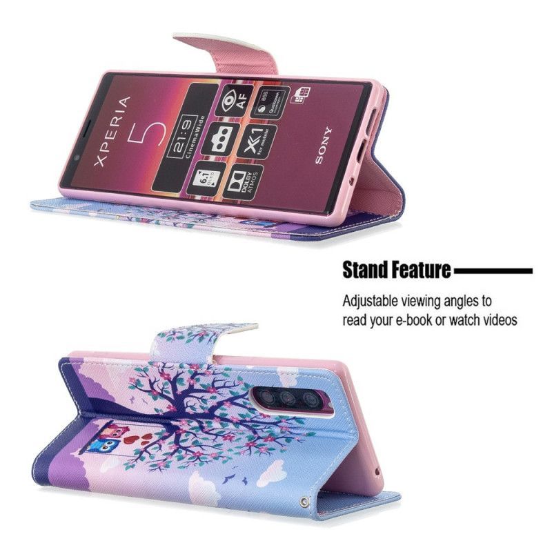 Flipové Pouzdro Sony Xperia 5 Sovy Na Houpačce