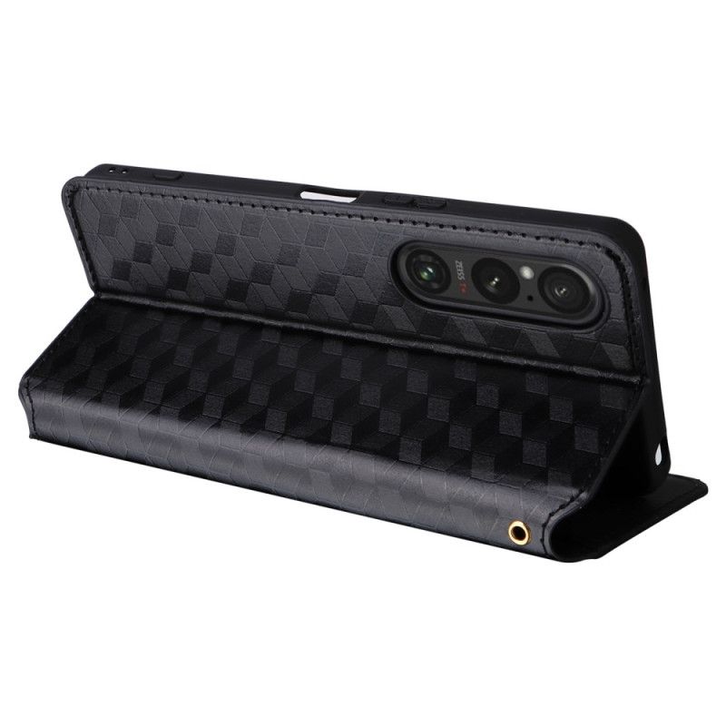 Kožené Pouzdro Folio Na Sony Xperia 1 Vi 3d Diamantový Vzor