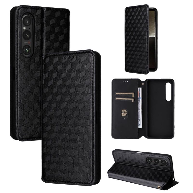 Kožené Pouzdro Folio Na Sony Xperia 1 Vi 3d Diamantový Vzor