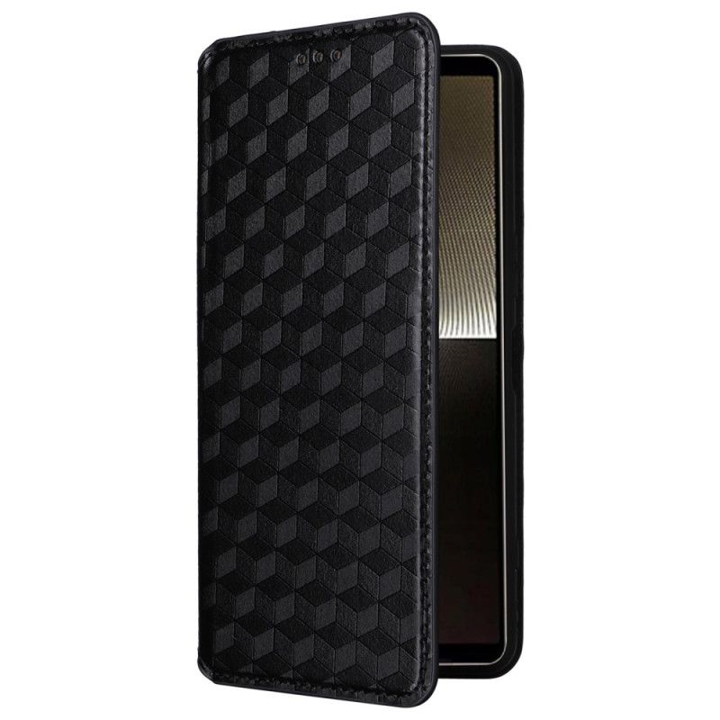 Kožené Pouzdro Folio Na Sony Xperia 1 Vi 3d Diamantový Vzor