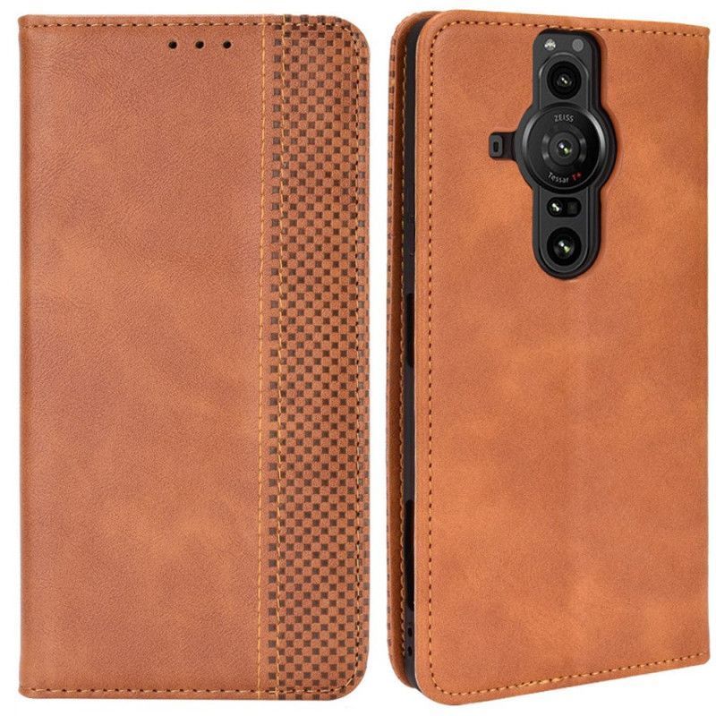 Kožené Pouzdro Folio Na Sony Xperia Pro-i Stylizovaný Vintage Kožený Efekt