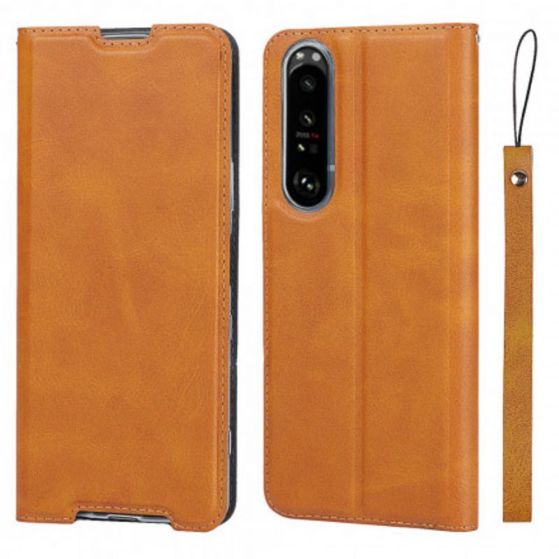 Kožené Pouzdro Folio Sony Xperia 1 Iii Elegantní Řemínek Z Umělé Kůže