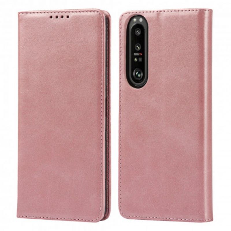 Kožené Pouzdro Folio Sony Xperia 1 Iii Klasická Pravá Kůže
