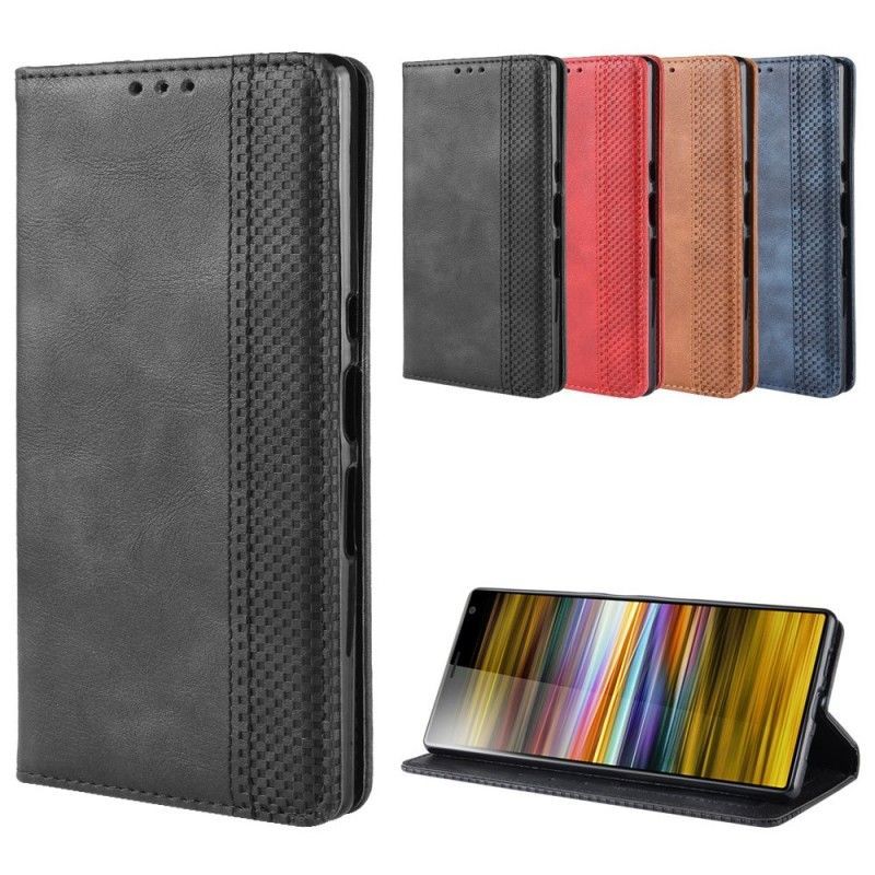Kožené Pouzdro Folio Sony Xperia 10 Plus Hladká Vintage Imitace Kůže