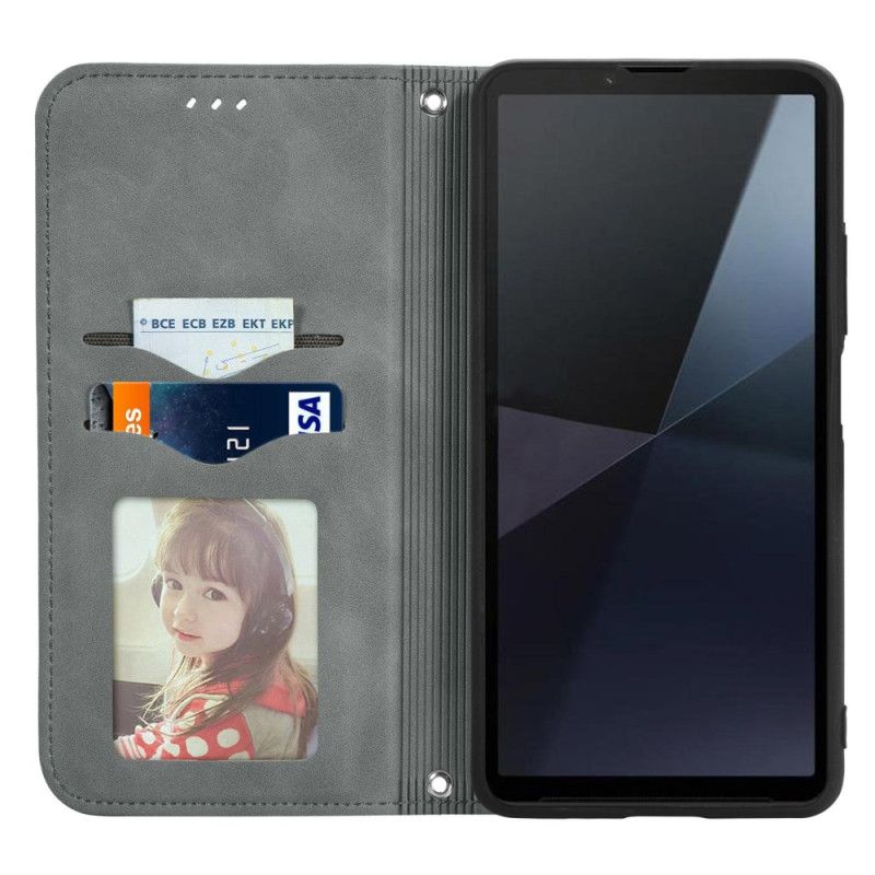 Kožené Pouzdro Folio Sony Xperia 10 Vi Semišový Efekt