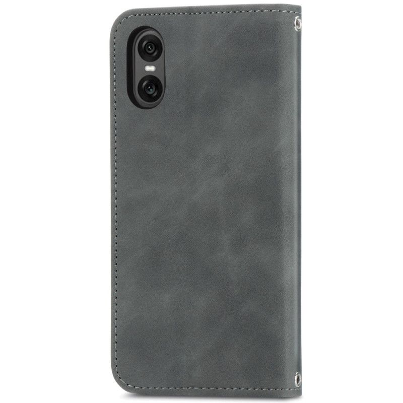 Kožené Pouzdro Folio Sony Xperia 10 Vi Semišový Efekt