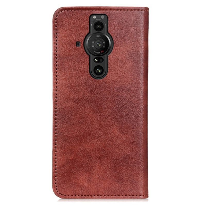 Kožené Pouzdro Folio Sony Xperia Pro-i Litchi Štípaná Kůže