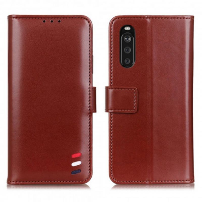 Kožené Pouzdro Na Sony Xperia 10 Iii Efekt Tříbarevné Kůže