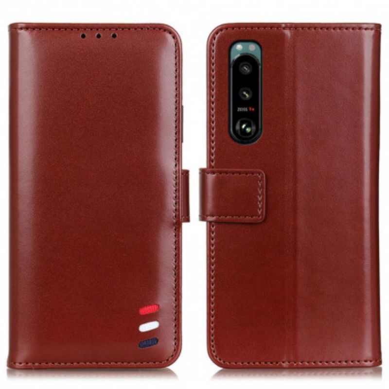 Kožené Pouzdro Na Sony Xperia 5 Iii Trikolorní Kožený Efekt