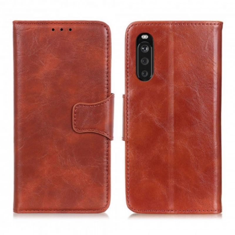 Kožené Pouzdro Sony Xperia 10 Iii Oboustranná Spona Z Dělené Kůže