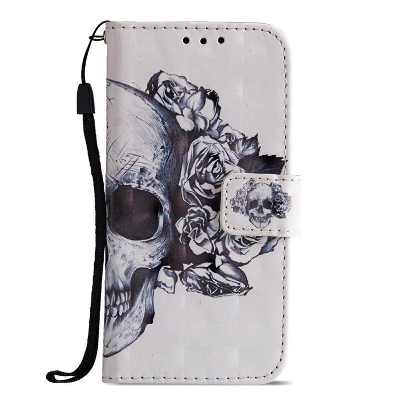 Kožené Pouzdro Sony Xperia Xz2 Compact 3d Květinová Lebka