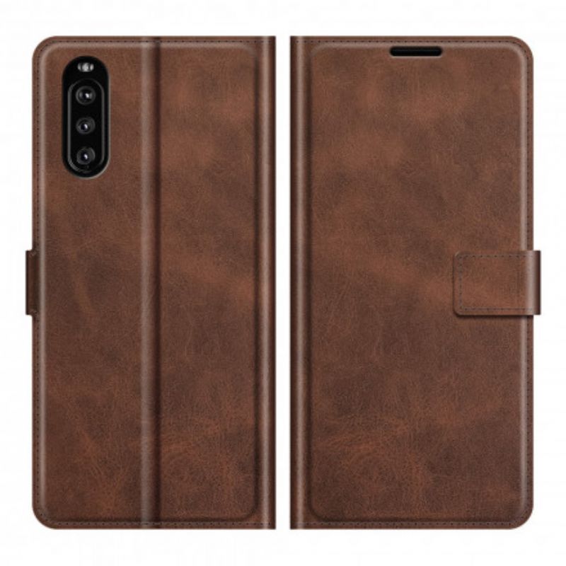 Kožený Kryt Na Sony Xperia 10 Iii Extrémně Tenký Kožený Efekt