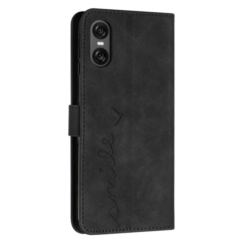 Kožený Kryt Na Sony Xperia 10 Vi Úsměv Na Lanyard