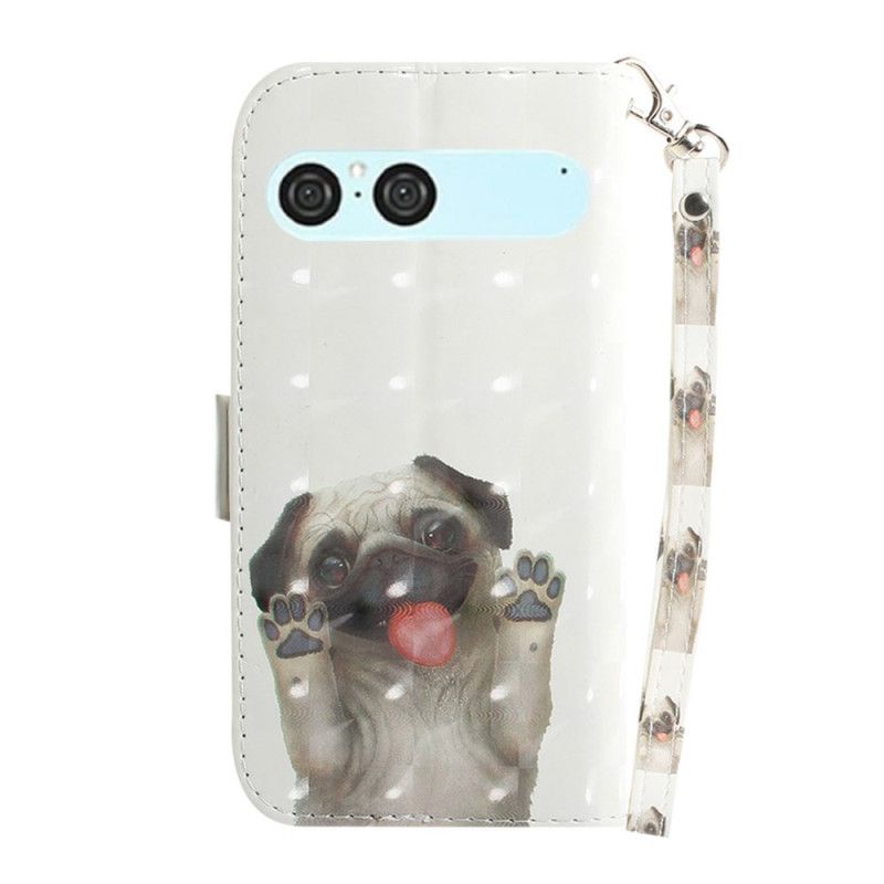 Kožený Kryt Na Sony Xperia 10 Vii Šňůrka Se Vzorem Mopse