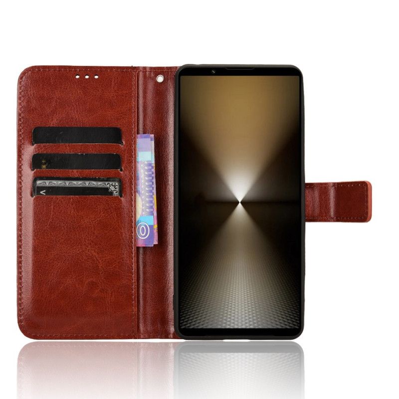 Kožený Kryt Sony Xperia 1 Vi Třpytivá Imitace Kůže S Páskem