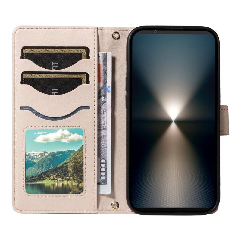 Kožený Kryt Sony Xperia 1 Vii Prošívané S Popruhem A Ramenním Popruhem