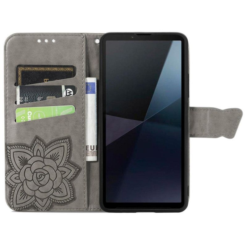 Kožený Kryt Sony Xperia 10 Vi Barokní Motýl S Řemínkem
