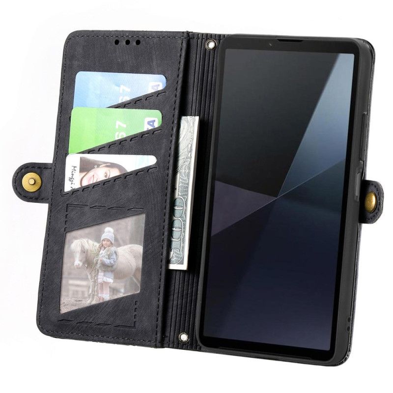 Kožený Kryt Sony Xperia 10 Vi Návrh Geometrického Popruhu