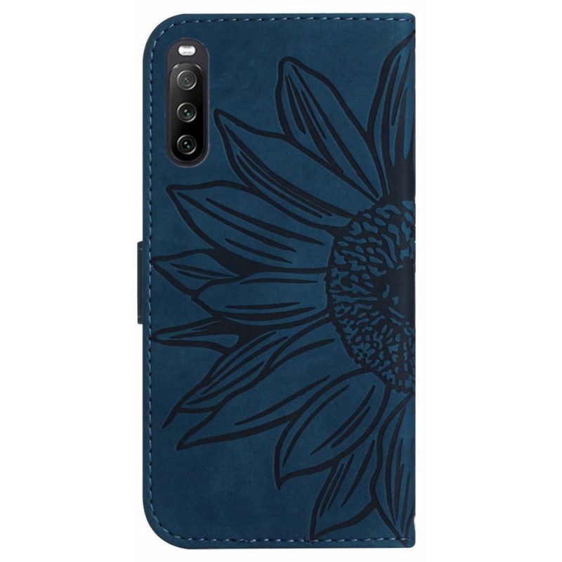 Kožený Kryt Sony Xperia 10 Vi Slunečnicový Ramenní Popruh
