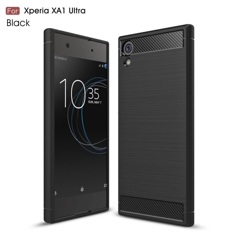 Kryt Na Sony Xperia Xa1 Ultra Kartáčované Uhlíkové Vlákno