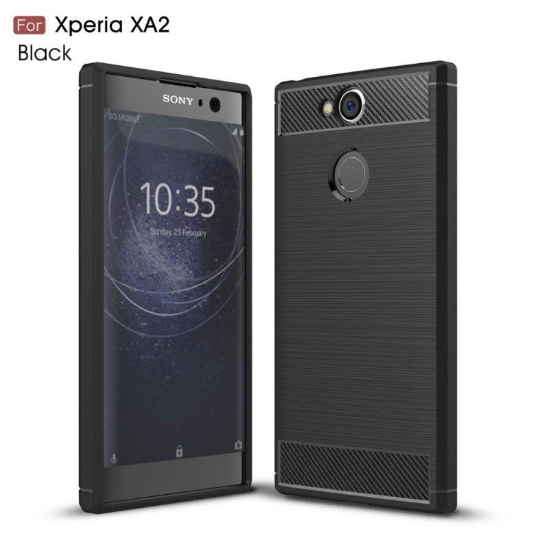 Kryt Sony Xperia Xa2 Kartáčované Uhlíkové Vlákno