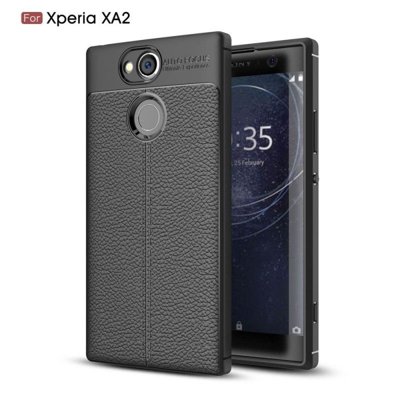 Kryt Sony Xperia Xa2 Litchi S Dvojitým Koženým Efektem