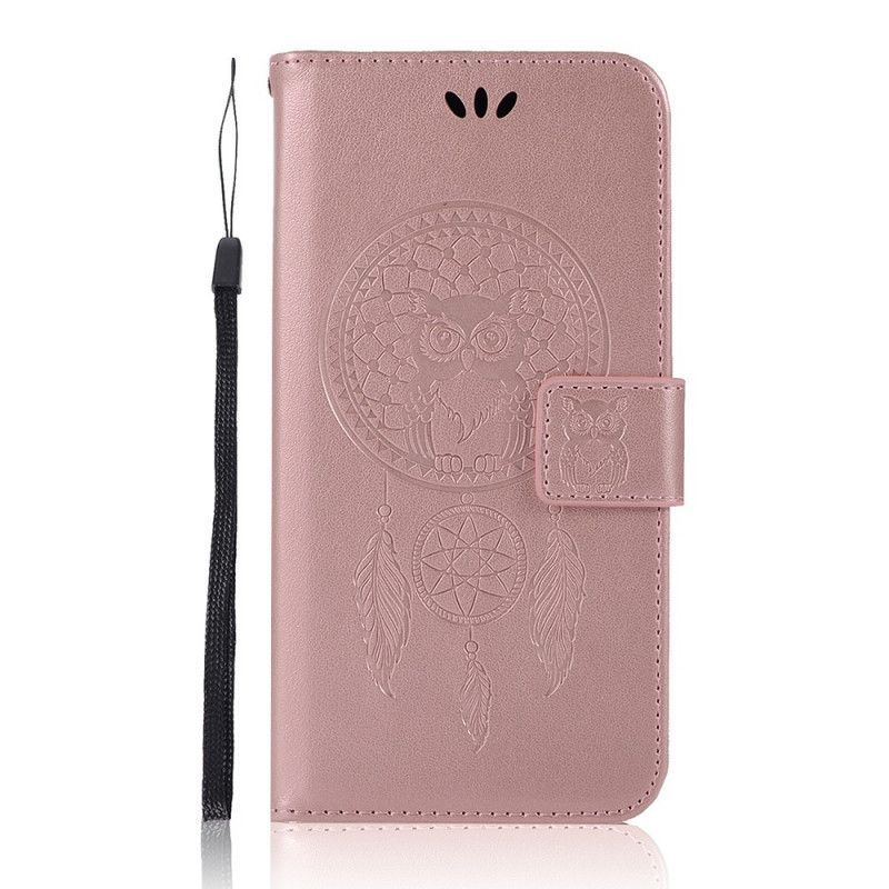 Peněženková Pouzdra Na Sony Xperia L3 Lapač Snů S Koženým Efektem Sovy