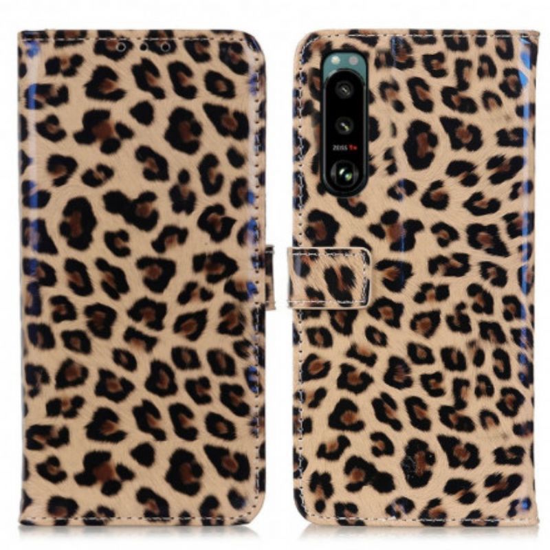 Peněženková Pouzdra Sony Xperia 5 Iii Obyčejný Leopard