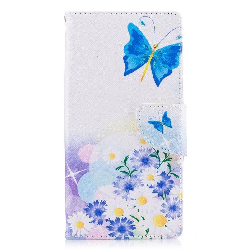 Peněženková Pouzdra Sony Xperia L1 Malovaní Motýli A Květiny