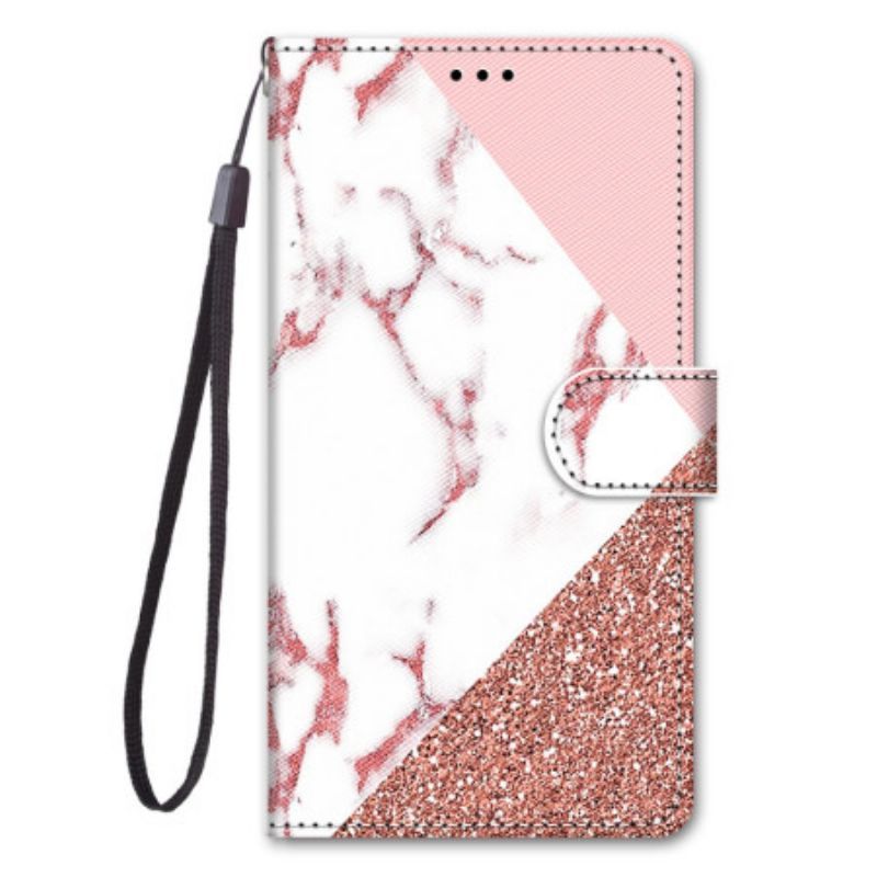Flipové Pouzdro Na Xiaomi 12 / 12X Mramor A Třpytivý Trojúhelník