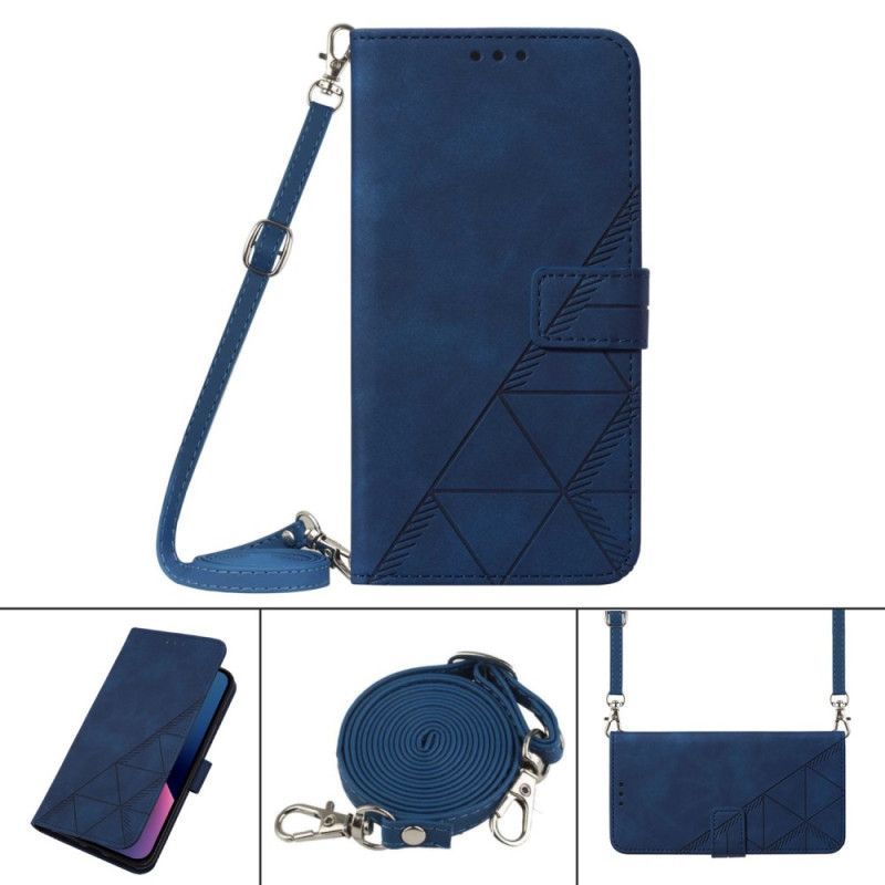 Flipové Pouzdro Na Xiaomi 12 Lite Trojúhelníky S Ramenním Popruhem