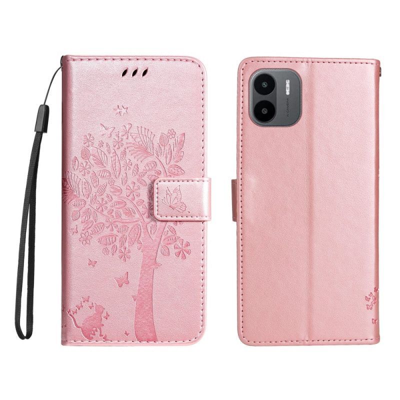 Flipové Pouzdro Na Xiaomi Redmi A1 Na Lana Strom A Strappy Cat