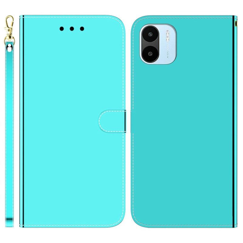 Flipové Pouzdro Na Xiaomi Redmi A1 Umělá Zrcadlová Kůže S Páskem