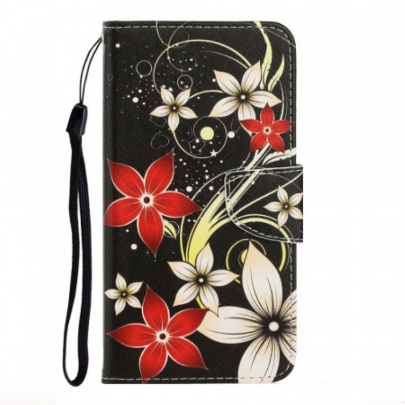 Flipové Pouzdro Na Xiaomi Redmi Note 11 Pro Plus 5G Na Lana Barevné Strappy Květiny